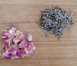 Left: rose petals, Right: lavender